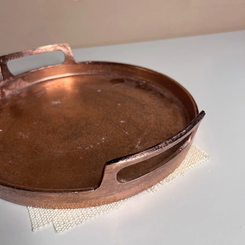 Hearth &‎ Hand Magnolia Copper Round Decorative Tray with Handles 11.5 inch
